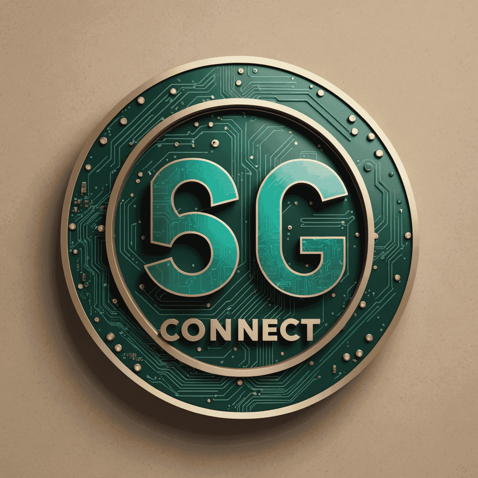 5G Connect Logo - A sleek, modern design with metallic finish and circuit board patterns