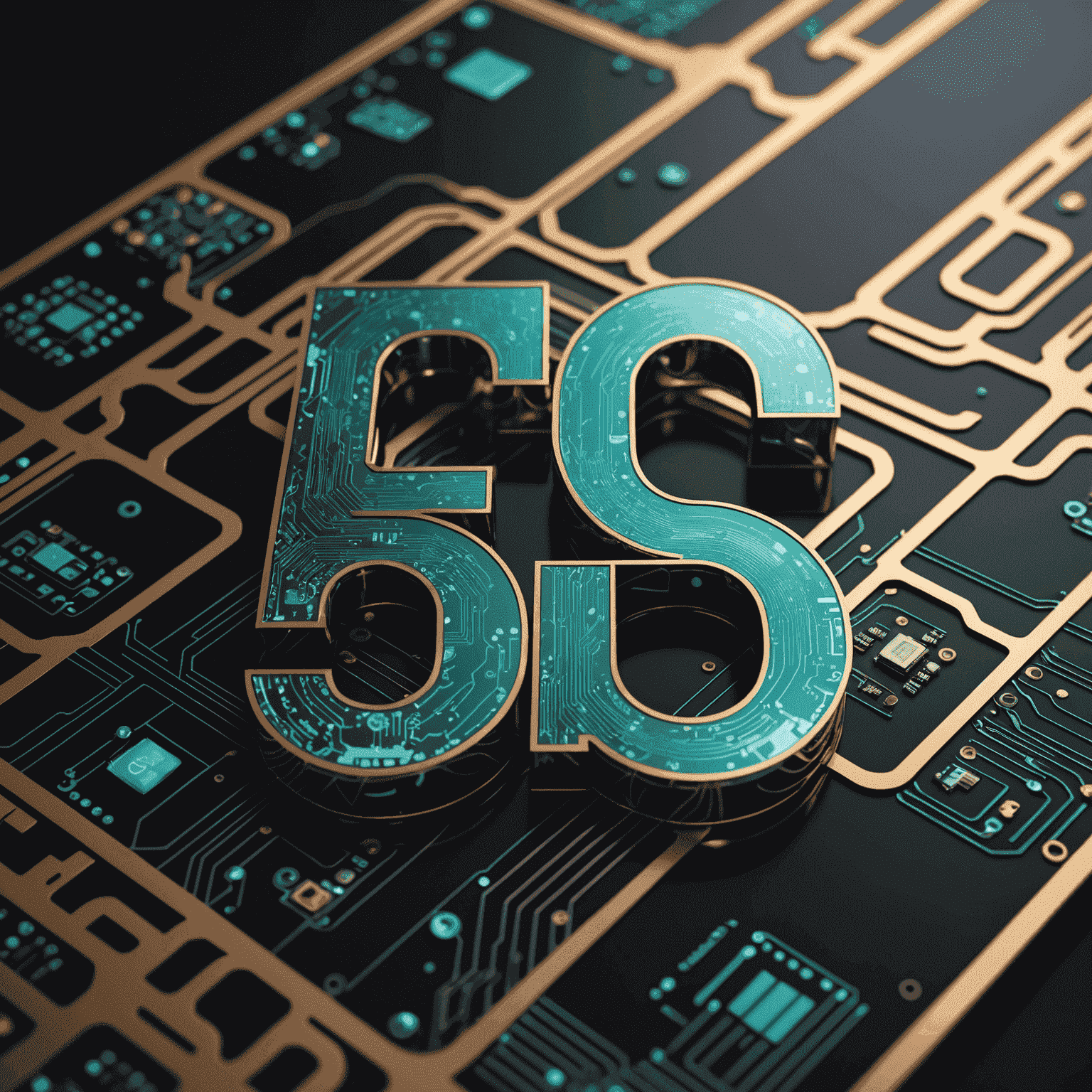 5G Connect Logo - A sleek, modern design with metallic finish and circuit board patterns