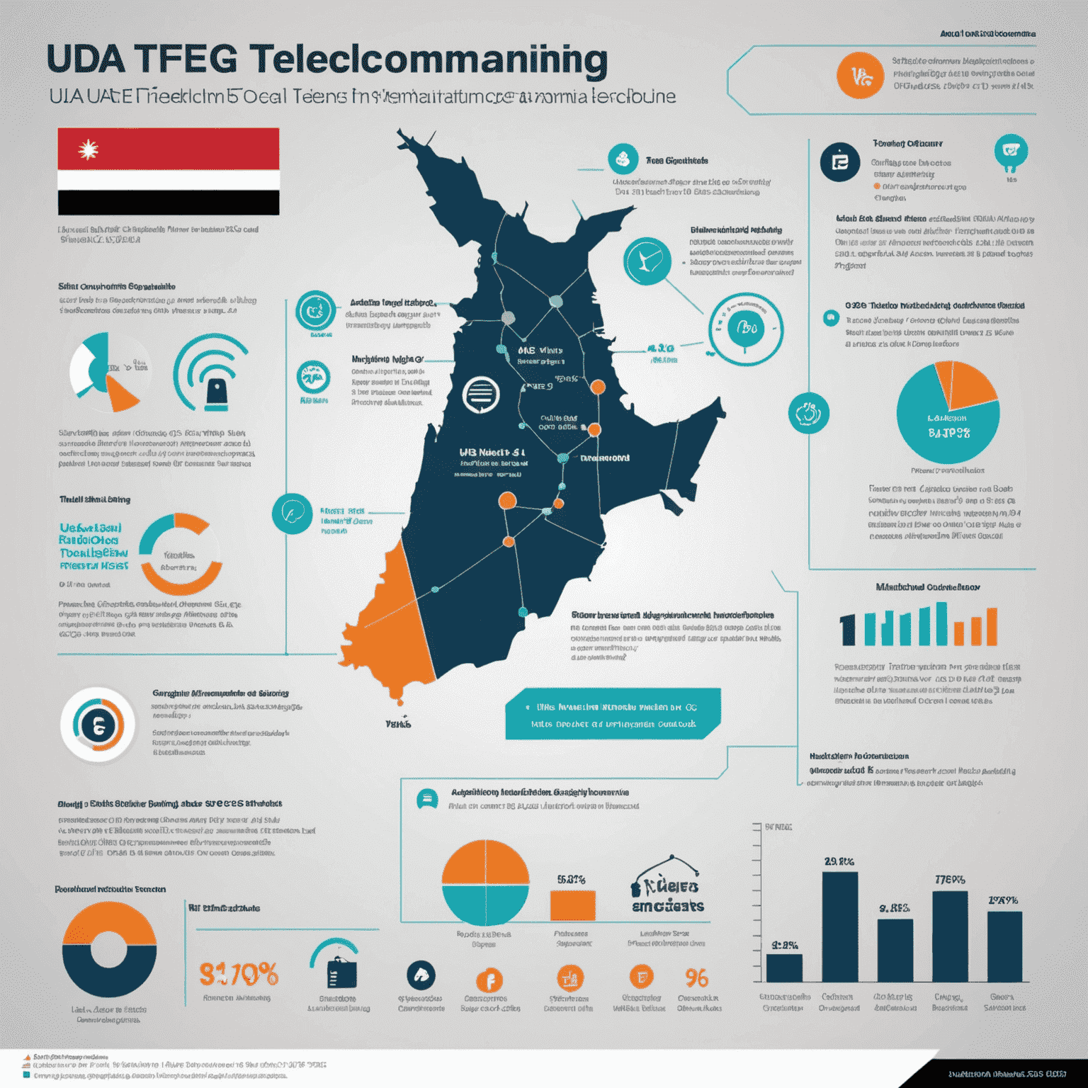 Infographic showing UAE telecom market trends, including 5G adoption rates and new technologies