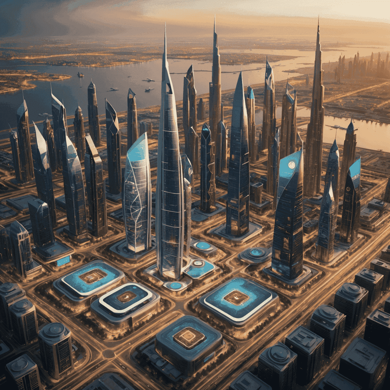 Conceptual visualization of future UAE smart city powered by advanced 5G mobile plans, showcasing interconnected devices and seamless connectivity